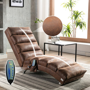 English Elm Linen Ergonomic Massage Chaise Lounge with Remote, 140° Recliner Long Lounger for Office Home W395P184846