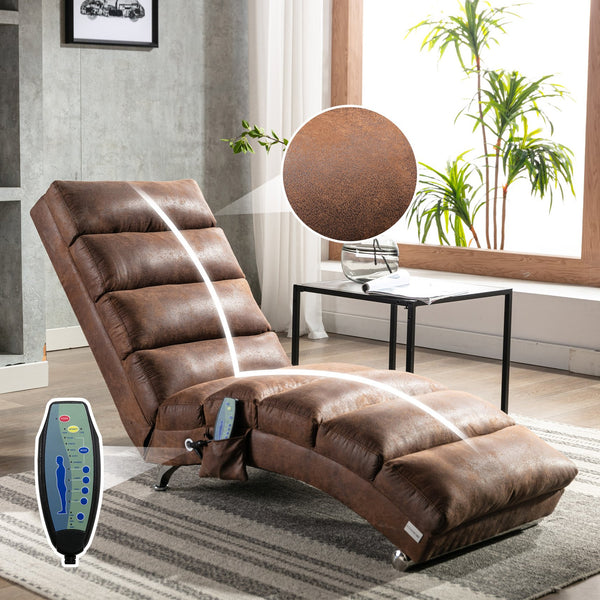 English Elm Linen Ergonomic Massage Chaise Lounge with Remote, 140° Recliner Long Lounger for Office Home W395P184846