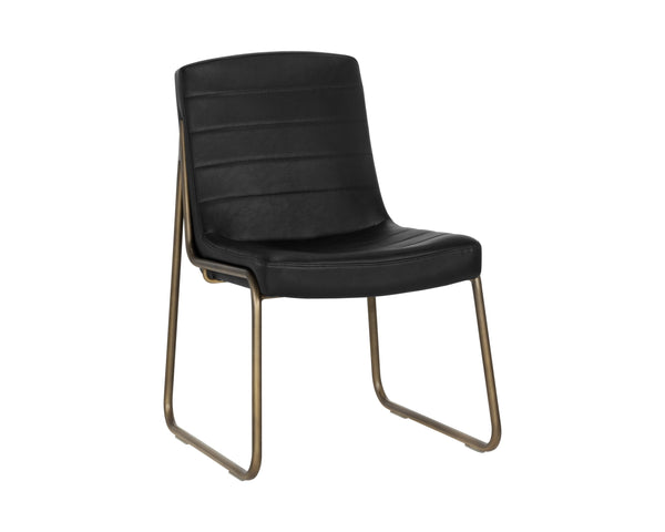 Sunpan Anton Dining Chair – Stylish Bravo Cream Faux Leather with Rustic Bronze Frame for Modern Spaces Vintage Black