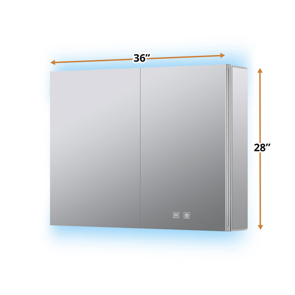 English Elm Corsica Double Door Led Medicine Cabinet with Defogger and Aluminum Frame for Bathrooms B2731P477801