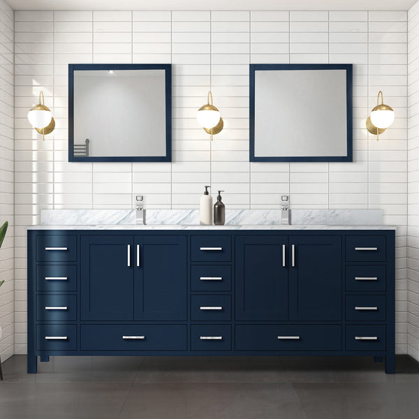 English Elm Navy Blue Double Bath Vanity 84" W x 22" D – Solid Wood Frame, Soft-Close Drawers, 14-Drawer Storage B2731P258985