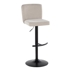 English Elm Henry Adjustable Barstool Set Of 2 - Swivel With Black Metal Base & Beige Chevron-Tufted Fabric B202S00935