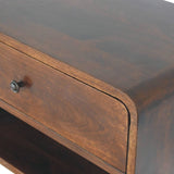 English Elm Solid Wood Large Chestnut Curve Floating Bedside