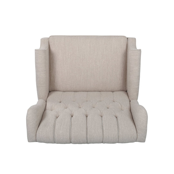 English Elm Christopher Knight Home® - Push Back Recliner Chair with Nailhead Trim and Tufted Wingback, Oversized Pushback Lounge Comfort Beige 64257.00BGE