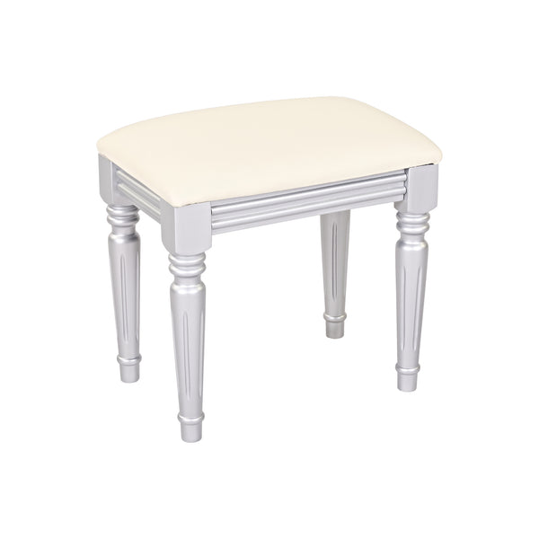 English Elm Luxury Vanity Desk with Sunflower Mirror, Height-Adjustable Makeup Table, 4 Drawers & Stool for Organized Glam Silver N844P262897S
