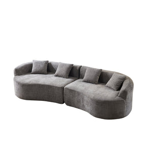 English Elm 111" L Shaped Cloud Sofa Plush Chenille Upholstered High Density Foam Apartment Living Room Grey W1669S00058