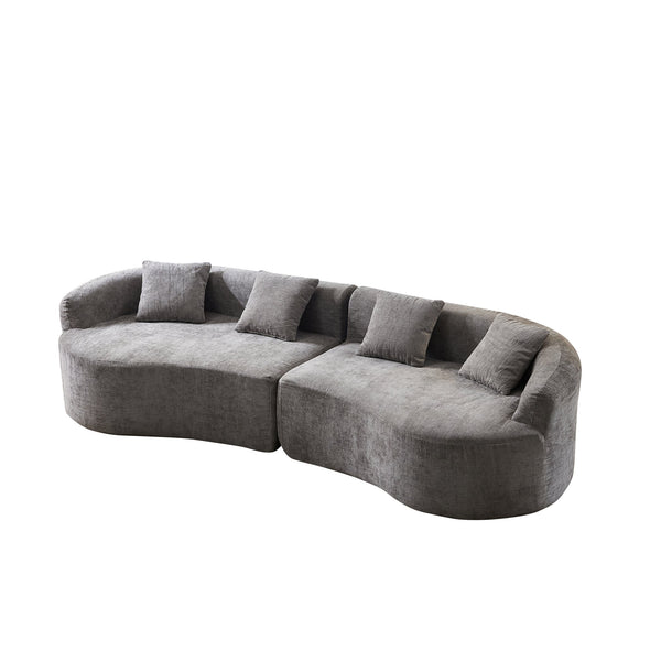 English Elm 111" L Shaped Cloud Sofa Plush Chenille Upholstered High Density Foam Apartment Living Room Grey W1669S00058
