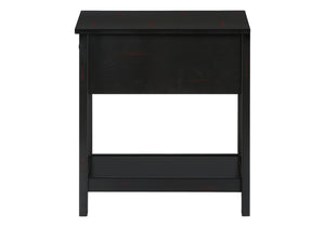 English Elm Accent 2-Tier Narrow End Table with Drawer and Shelf, Transitional Veneer Top, Solid Wood Legs for Compact Spaces Black 27 L x 15 W x 8 H B2710P219470