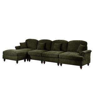 English Elm Classic Modular L-Shaped Sectional Couch In Soft Chenille - Elegant, Versatile Design With Ottoman W3041S00272