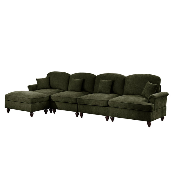 English Elm Classic Modular L-Shaped Sectional Couch In Soft Chenille - Elegant, Versatile Design With Ottoman W3041S00272