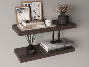 English Elm Ecco 31.5" Floating Shelves Set of 2 in Dark Walnut — Hidden Brackets, Sturdy Modern Storage for Home B070P351139