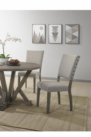 English Elm Antique Gray Fabric Dining Chair Set with Nailhead Trim and Tall Lumbar Back B011P423337