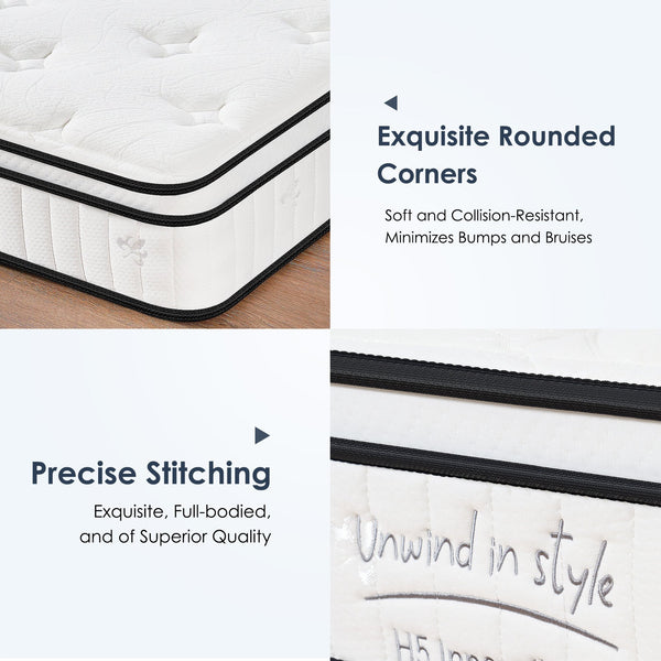 English Elm Twin 12 Inch Hybrid Mattress Pocketed Coils Memory Foam Medium Firm Sleep W2889P453419