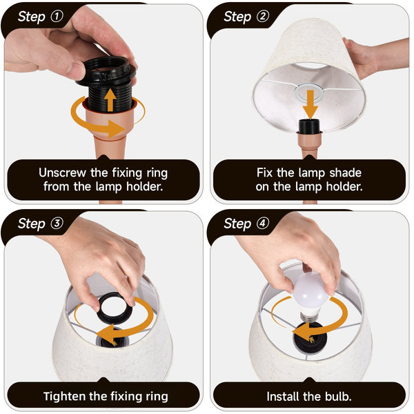 English Elm 2-piece pink touch table lamp set with fabric shade, 3-level dimmable bedside lights for kids/home office W2312P389971