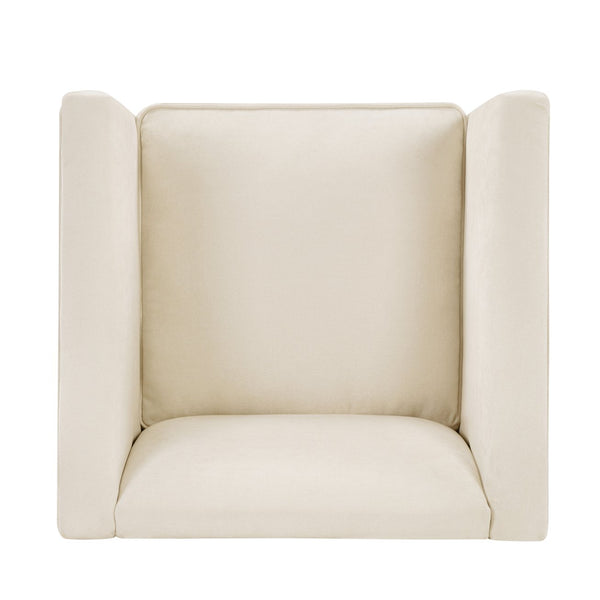 English Elm Modern Barrel Accent Chair Chenille Upholstered Wraparound Armchair for Any Room Beige N763P336531A
