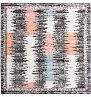 Unique Loom Aramis Landon Machine Made Tribal Rug Multi, Black/Ivory/Light Blue/Terracotta/Orange 10' 0" x 10' 0"