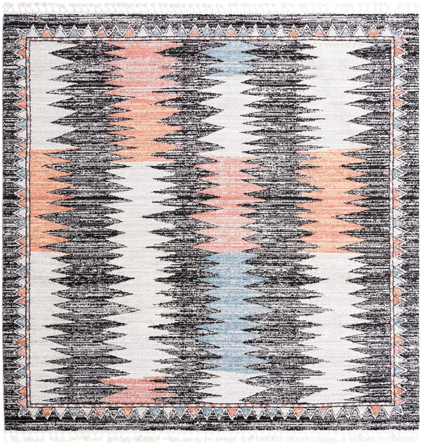 Unique Loom Aramis Landon Machine Made Tribal Rug Multi, Black/Ivory/Light Blue/Terracotta/Orange 10' 0" x 10' 0"