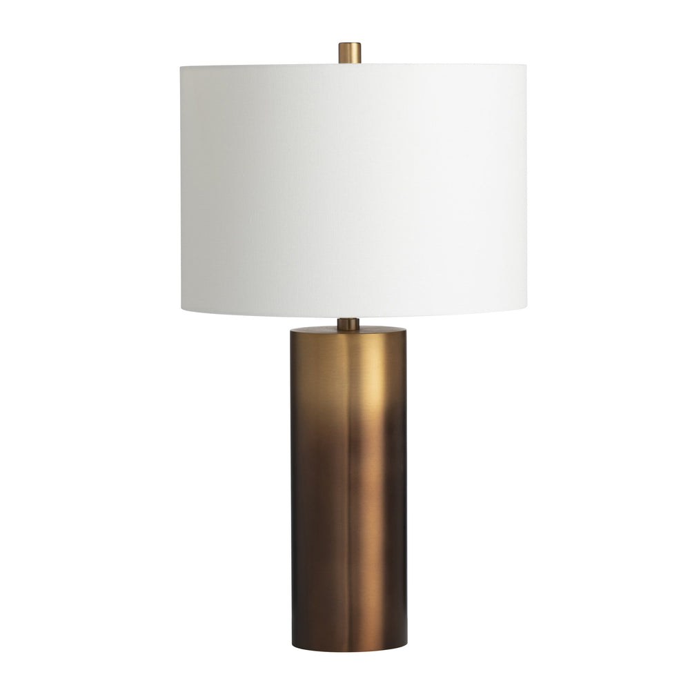 Crestview Collection Ombre Elegant Metal Cylinder Table Lamp With Warm Brass Finish And White Linen Drum Shade   Cvazer123