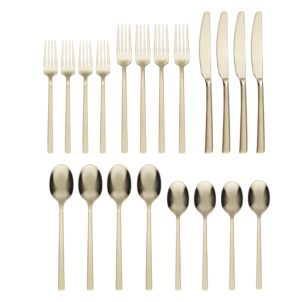 Lenox Cambridge Beacon Champagne Sand Mirror 20-Piece Flatware Set NO COLOR METAL 511720R