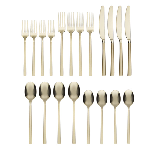 Lenox Cambridge Beacon Champagne Sand Mirror 20-Piece Flatware Set NO COLOR METAL 511720R