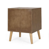 Christopher Knight Home® - Noble House - Hulett Contemporary End Table With Storage, Walnut, Natural, And Antique Gold