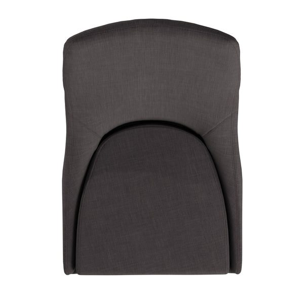 Homelegance By Top-Line Arnet Mid-Century Barrel Back Linen Dining Chairs (Set of 2) Dark Grey Rubberwood