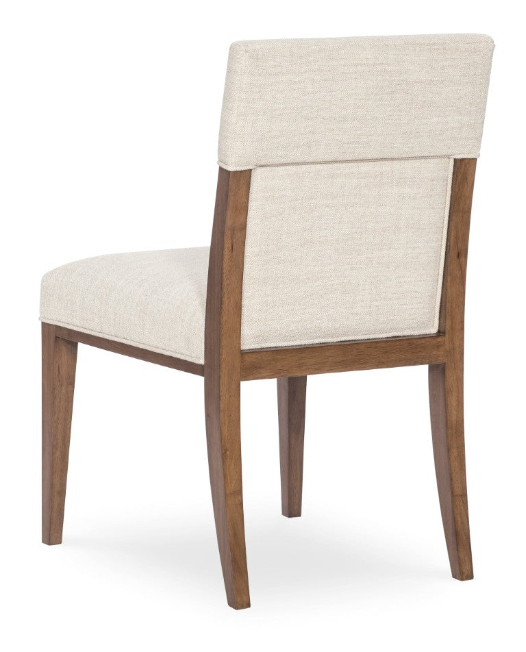 Hooker Furniture Eleana Beige Upholstered Dining Chair With Welt Trim, Tapered Light Caramel Walnut Legs — Transitional Comfort 7252-75412-85