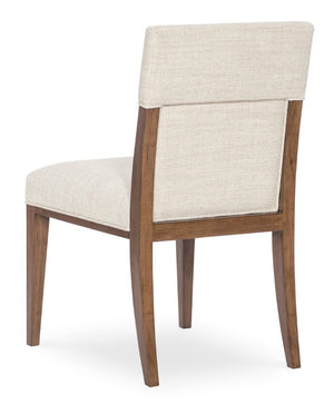 Hooker Furniture Eleana Beige Upholstered Dining Chair With Welt Trim, Tapered Light Caramel Walnut Legs — Transitional Comfort 7252-75412-85