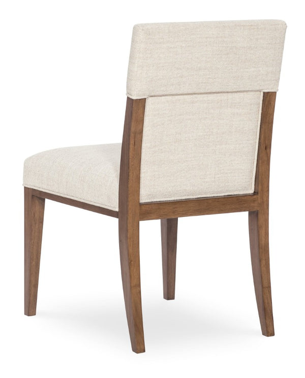 Hooker Furniture Eleana Beige Upholstered Dining Chair With Welt Trim, Tapered Light Caramel Walnut Legs — Transitional Comfort 7252-75412-85