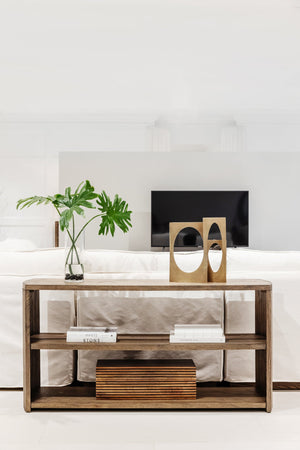 A.R.T. Furniture Stockyard Console Table - Smoked Ash And Oak Veneer With Hi-low Top & Adjustable Levelers For Style Brown Ash Solids,Knotty White Oak Veneers 284307-2303