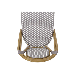 English Elm French Bistro Outdoor Chair Set of 2 Handwoven Pe Rattan Aluminum Cafe Patio Seating 69959.00GRY