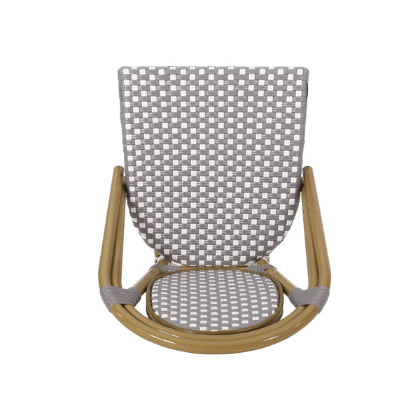 English Elm French Bistro Outdoor Chair Set of 2 Handwoven Pe Rattan Aluminum Cafe Patio Seating 69959.00GRY