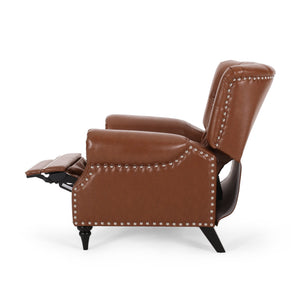 English Elm Christopher Knight Home® - Classic Classic Style Fabric Push Back Chair with Rivet Detail, Rolled Arms & Plush Cushions for Comfort and Stability Light Brown 71909.00PUCOGN