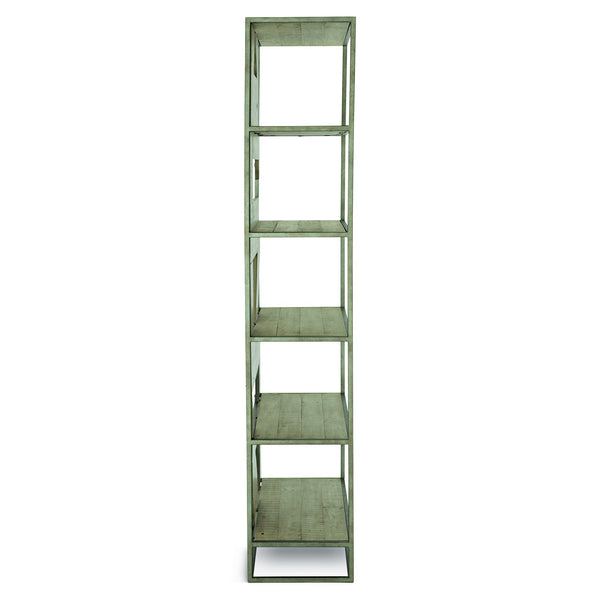 Bernhardt Bernhardt Alvar Etagere With Glazed Silver Frame & Morel Wood Shelves — Farmhouse Mid‑Century Display Charm 398812G