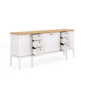 A.R.T. Furniture Post Elegant Two-tone Sideboard With Adjustable Shelves, Dovetail Drawers & Soft-close Hinges Light Brown, White Ash & Pine Solid,Plank,Effect Flakey Oak And Pine Veneer 288251-2341