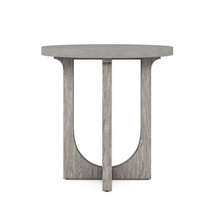 A.R.T. Furniture Vault Round Chairside Table - Chic Mink Finish With Cast Resin Concrete Top For Modern Living Spaces Gray Parawood Solids,White Oak Veneers,Resin 285303-2354