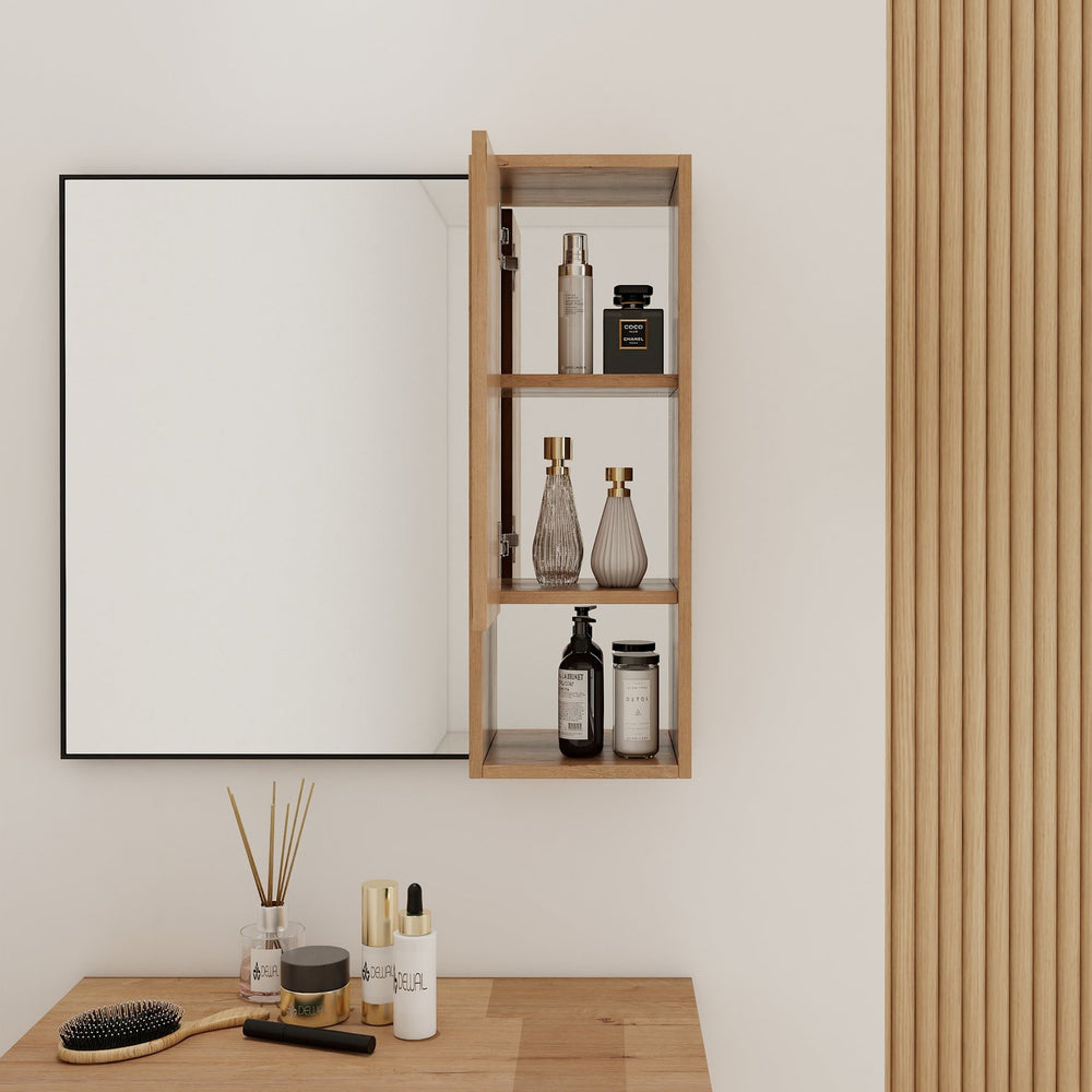 English Elm 10'' Wall Mounted Mirrored Bathroom Cabinet Plywood Build with Soft Close Hinge Storage W999P470298