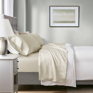 English Elm 4-piece Full Cotton Blend Sateen Sheet Set with Heiq Temperature Regulating Treatment Ivory B035P437432