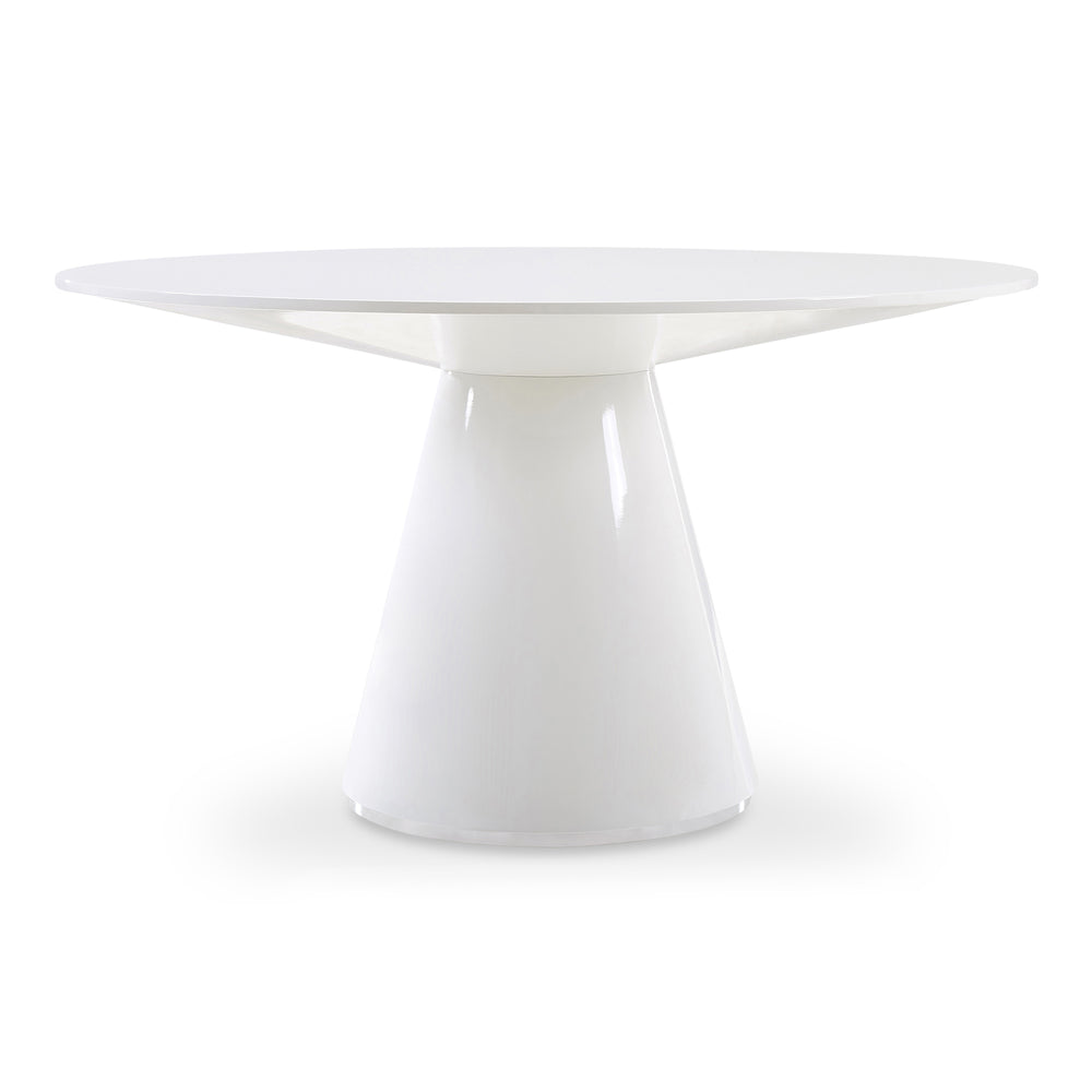 English Elm Otago 54 Inch Round Dining Table Geometric Base High Gloss Lacquer Modern Finish B2769S00007