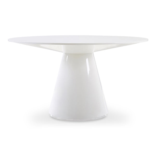 English Elm Otago 54 Inch Round Dining Table Geometric Base High Gloss Lacquer Modern Finish B2769S00007