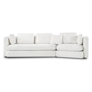 English Elm 116.5" Curved Modular Sofa Deep Cloud Cushions Off-white Fabric Modern Living Room N758T989900A