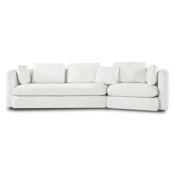 English Elm 116.5" Curved Modular Sofa Deep Cloud Cushions Off-white Fabric Modern Living Room N758T989900A
