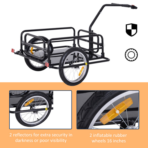 English Elm Aosom Steel Bike Cargo Trailer Foldable Flatbed Cart with 88 Lb Capacity Hitch W2225P200824