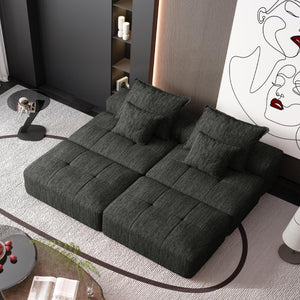 English Elm Modern Oversized Modular Sectional Sofa Set With Chenille Fabric, No Assembly, 4 Plush Pillows Included W1885S00062