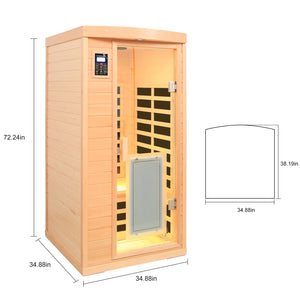English Elm Low Emf Hemlock Wood Far Infrared Single Sauna with Glass Door and Bluetooth Audio W632S00028
