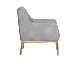 Sunpan Wolfe Lounge Chair - Retro Mid-Century Design with Channel Stitching and Rustic Bronze Steel Frame Bravo Metal