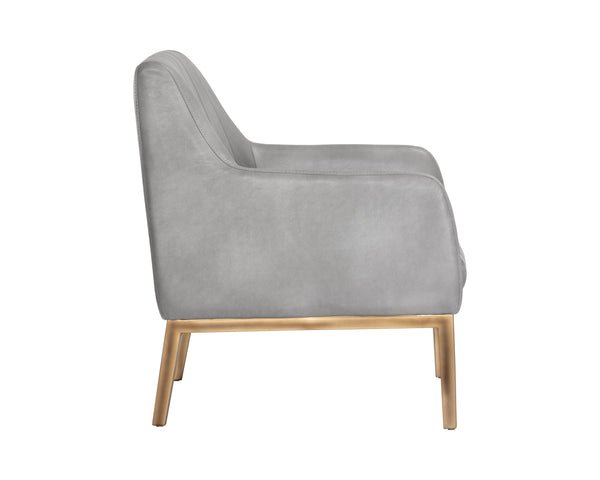 Sunpan Wolfe Lounge Chair - Retro Mid-Century Design with Channel Stitching and Rustic Bronze Steel Frame Bravo Metal