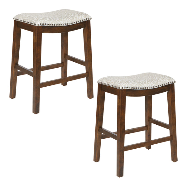 OSP Home Furnishings 24" Saddle Stool - Set of 2 Brown