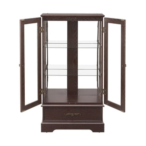 English Elm Lighted Glass Curio Cabinet - Elegant 2-Door Display With Adjustable Shelves & Integrated Lighting, Cherry W1758P300116