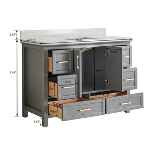 English Elm Fully Assembled Rubberwood Bathroom Vanity with Carrara Marble Top and Soft Close Doors W1826P211180